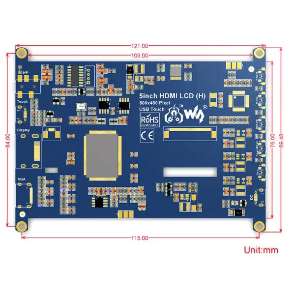 Buy Waveshare 5inch HDMI LCD (H) 800x480 Capacitive Touch Display