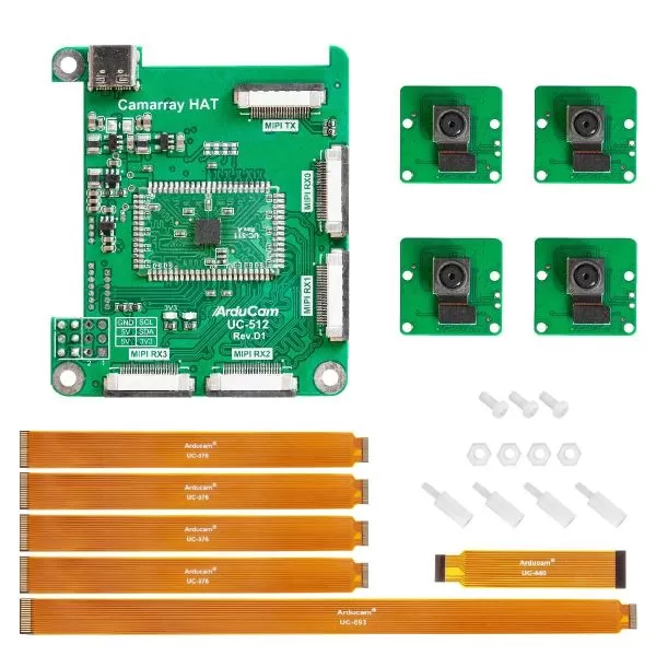 Arducam 8MP*4 Quadrascopic Camera Bundle Kit for Raspberry Pi